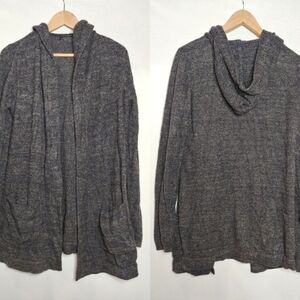 Barefoot Dreams Cozy‎ Chic Ultra Lite Hooded Cardigan Carbon Gray Black 905 L XL